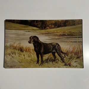 Decorative glass tray - black Labrador